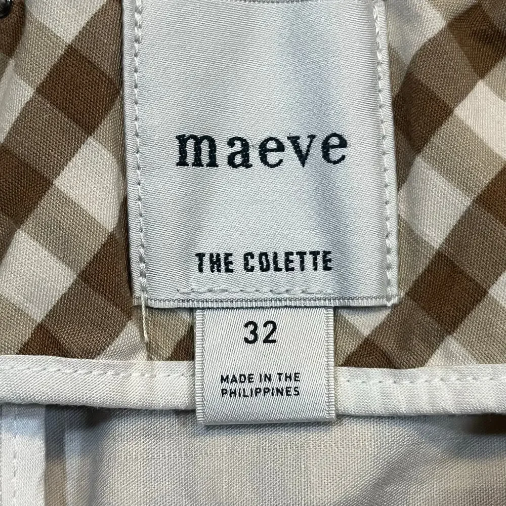 Maeve The Colette Pants 32 Gingham Brown Ruffle Hem Cropped Wide Leg Cottagecore - Picture 2 of 8